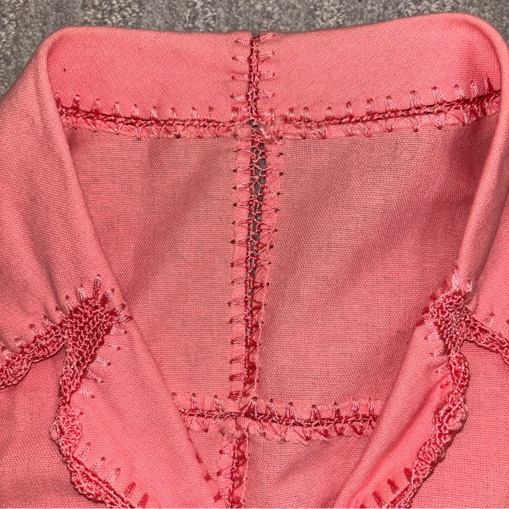 Vtg Unbranded Pink Patchwork Button Up Jacket Emb… - image 6